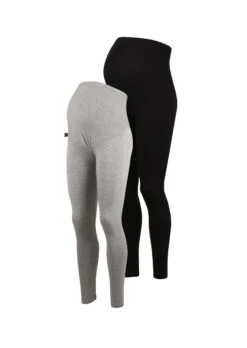 Julia Umstandsleggings Doppelpack Schwarz - Hellgrau